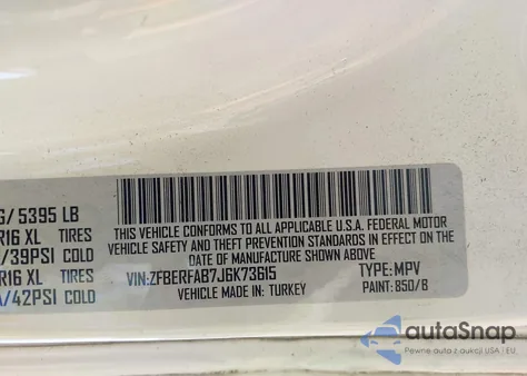 2018 Ram Promaster City Tradesman z USA, uszkodzony, nr VIN ZFBERFAB7J6K73615